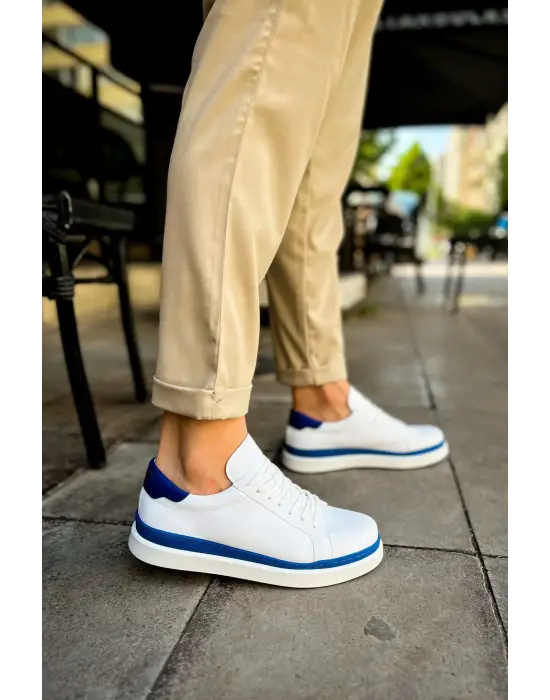 TB979 Santoni GBT Spor Erkek Ayakkabı BEYAZ/MAVI