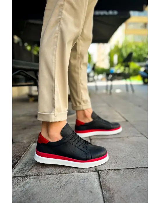 TB979 Santoni GBT Spor Erkek Ayakkabı SIYAH/KIRMIZI