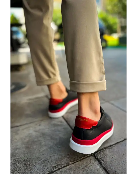 TB979 Santoni GBT Spor Erkek Ayakkabı SIYAH/KIRMIZI