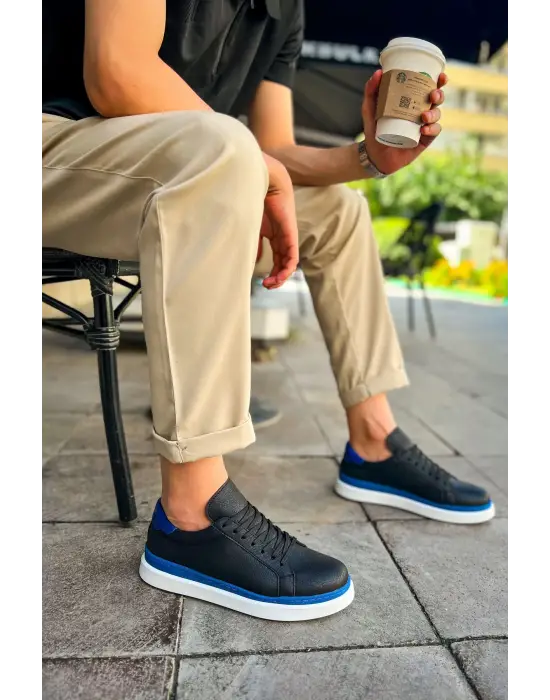 TB979 Santoni GBT Spor Erkek Ayakkabı SIYAH/MAVI