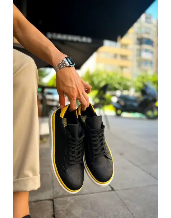 TB979 Santoni GBT Spor Erkek Ayakkabı SIYAH/SARI