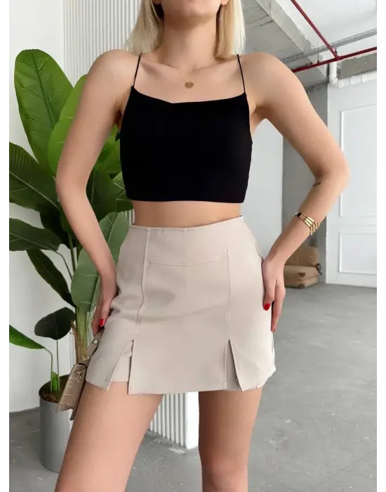 Çift Yırtmaklı Şort Etek