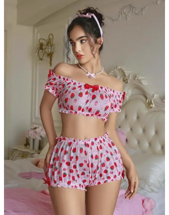 Çilekli Bustiyer Takımı