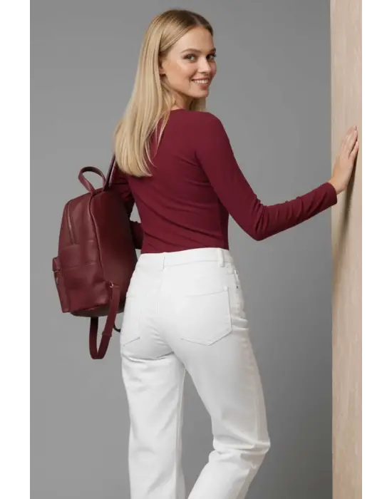 Çıtçıt Detaylı Bluz Bordo T4343