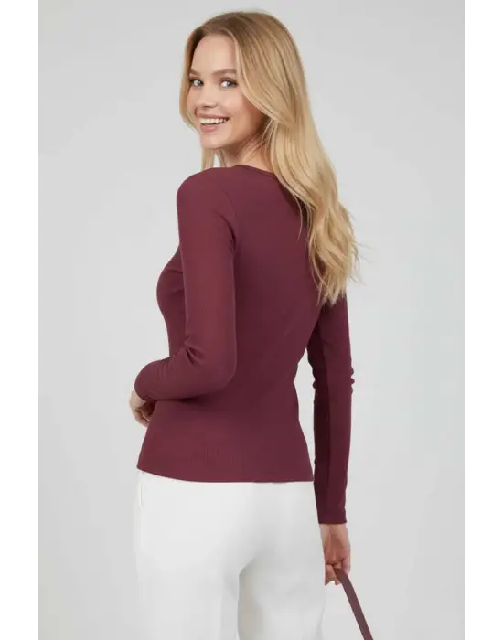 Çıtçıt Detaylı Bluz Mürdüm T4343