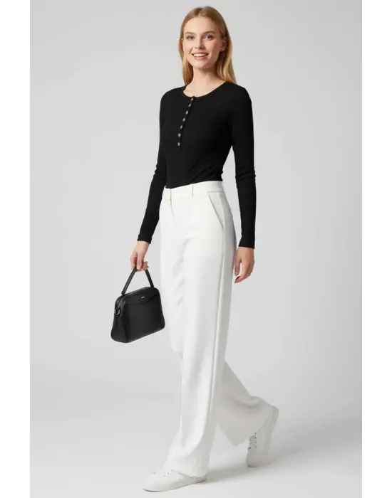 Çıtçıt Detaylı Bluz Siyah T4343