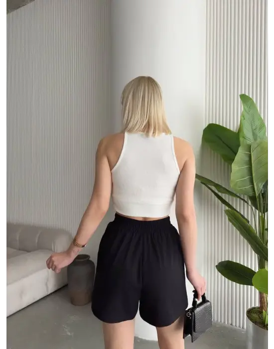 Çıtçıtlı Gabardin Şort
