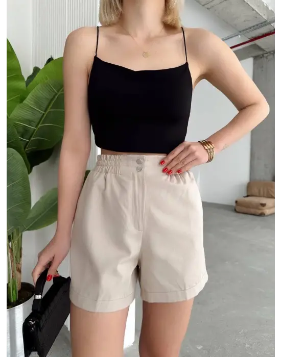 Çıtçıtlı Gabardin Şort