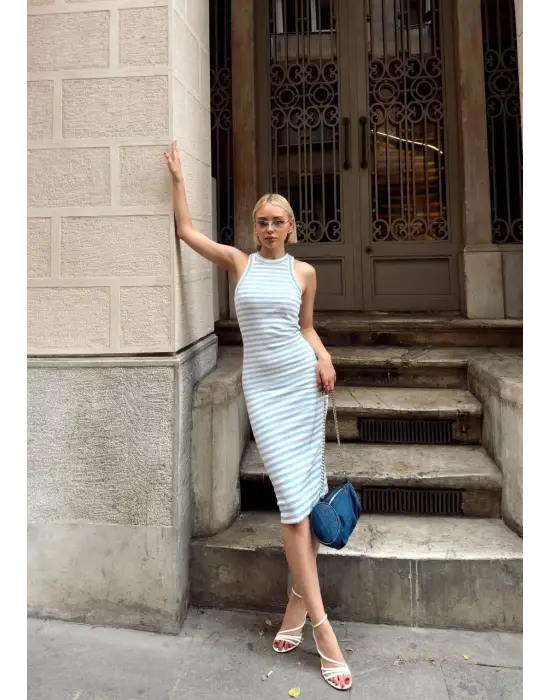 Çizgili Kaşkorse Elbise