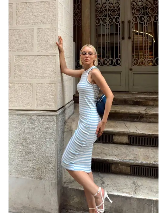 Çizgili Kaşkorse Elbise