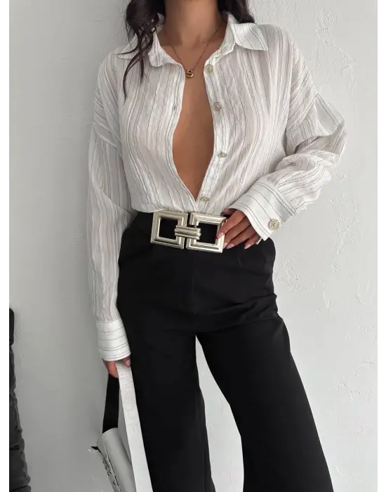 Çizgili Oversize Gömlek