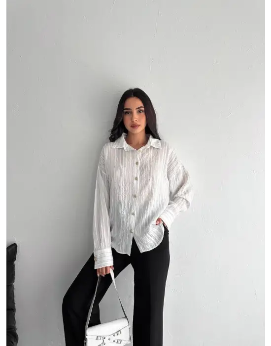 Çizgili Oversize Gömlek