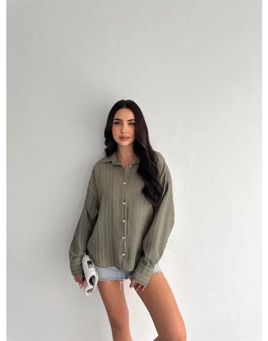 Çizgili Oversize Gömlek
