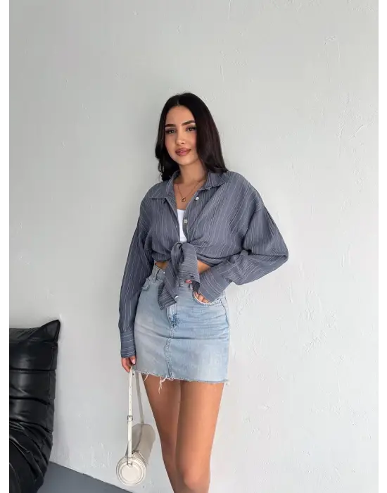 Çizgili Oversize Gömlek