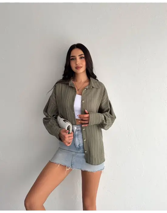 Çizgili Oversize Gömlek
