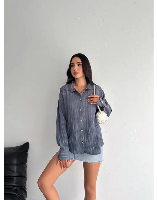 Çizgili Oversize Gömlek