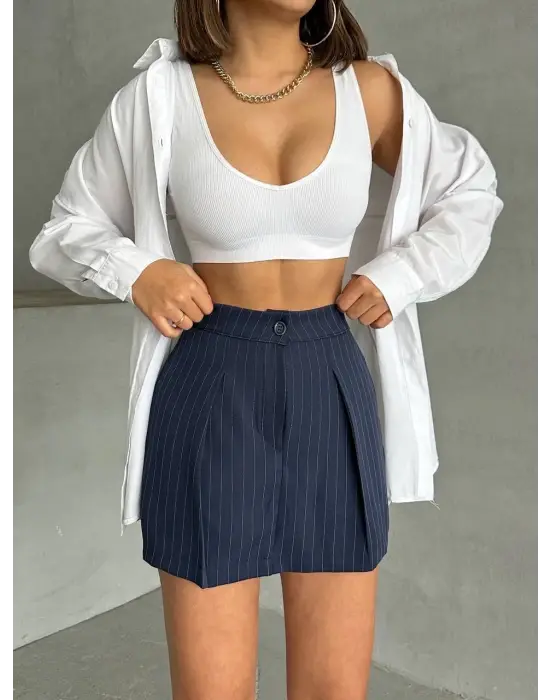 Çizgili Şort Etek