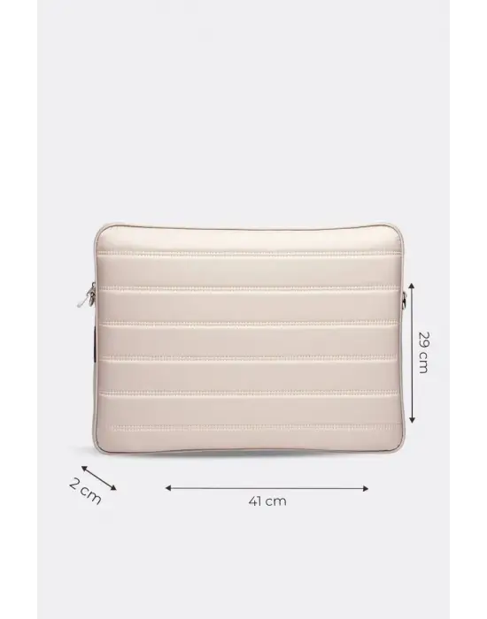 Çizgili Su Geçirmez Macbook Air Pro 15.6 & 16 İnç Bej Laptop Tablet Kılıfı