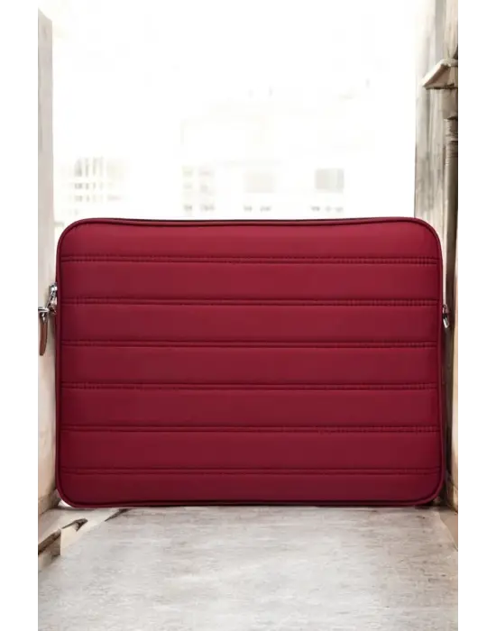 Çizgili Su Geçirmez Macbook Air Pro 15.6 & 16 İnç Bordo Laptop Tablet Kılıfı