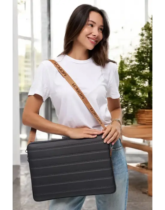 Çizgili Su Geçirmez Macbook Air Pro 15.6 & 16 İnç Gri Laptop Tablet Kılıfı