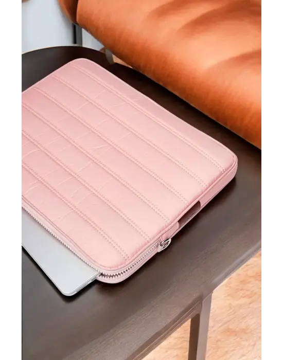 Çizgili Su Geçirmez Macbook Air Pro 15.6 & 16 İnç Pembe Laptop Tablet Kılıfı