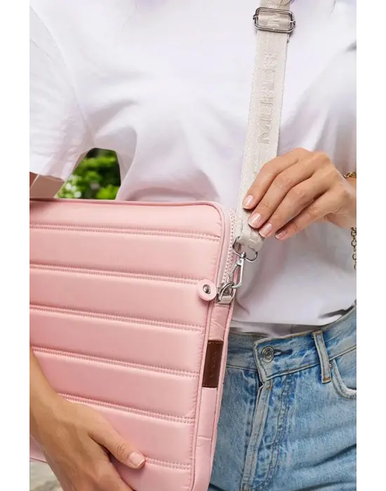 Çizgili Su Geçirmez Macbook Air Pro 15.6 & 16 İnç Pembe Laptop Tablet Kılıfı