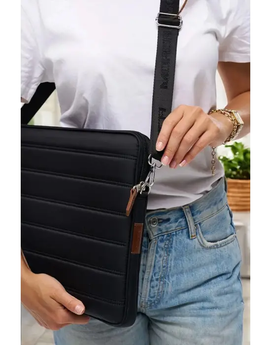 Çizgili Su Geçirmez Macbook Air Pro 15.6 & 16 İnç Siyah Laptop Tablet Kılıfı