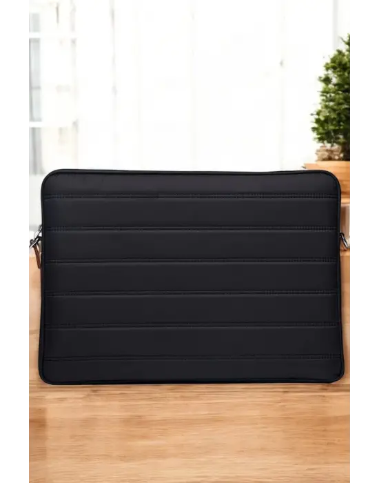 Çizgili Su Geçirmez Macbook Air Pro 15.6 & 16 İnç Siyah Laptop Tablet Kılıfı