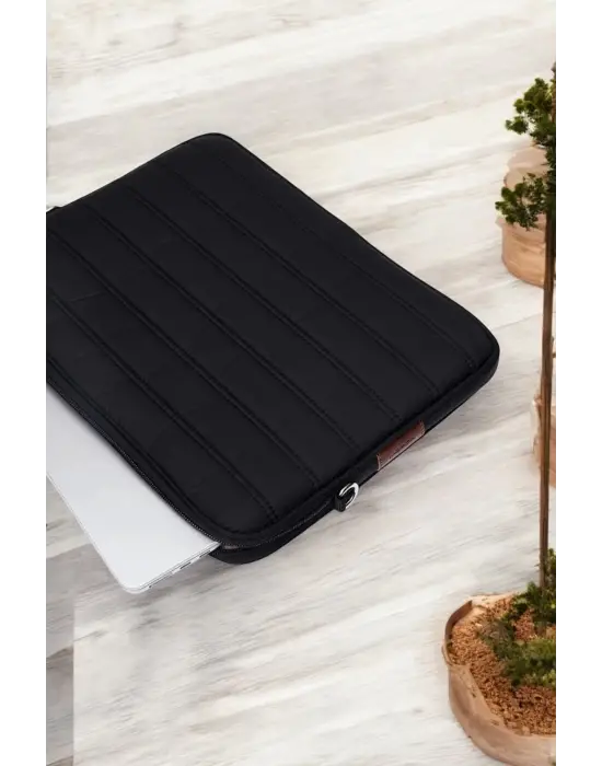 Çizgili Su Geçirmez Macbook Air Pro 15.6 & 16 İnç Siyah Laptop Tablet Kılıfı