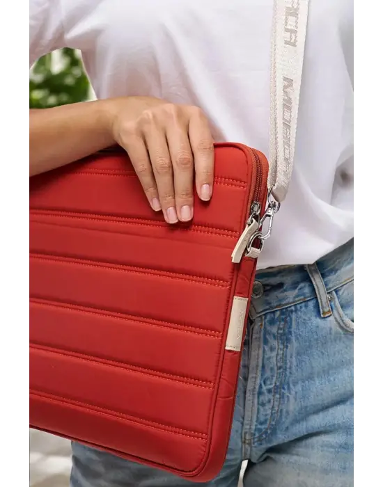 Çizgili Su Geçirmez Macbook Air Pro 15.6 & 16 İnç Turuncu Laptop Tablet Kılıfı