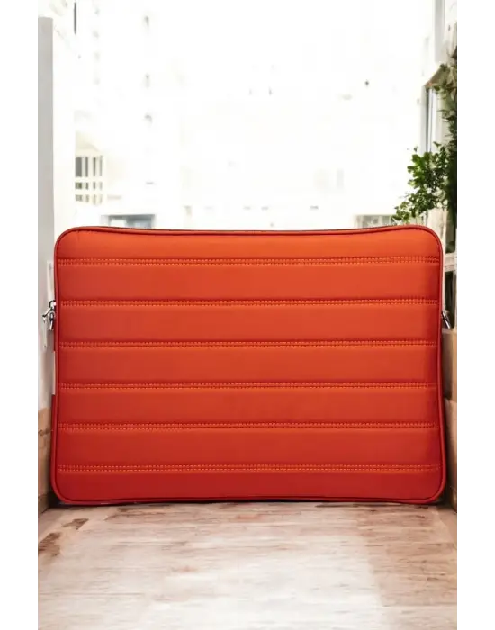 Çizgili Su Geçirmez Macbook Air Pro 15.6 & 16 İnç Turuncu Laptop Tablet Kılıfı