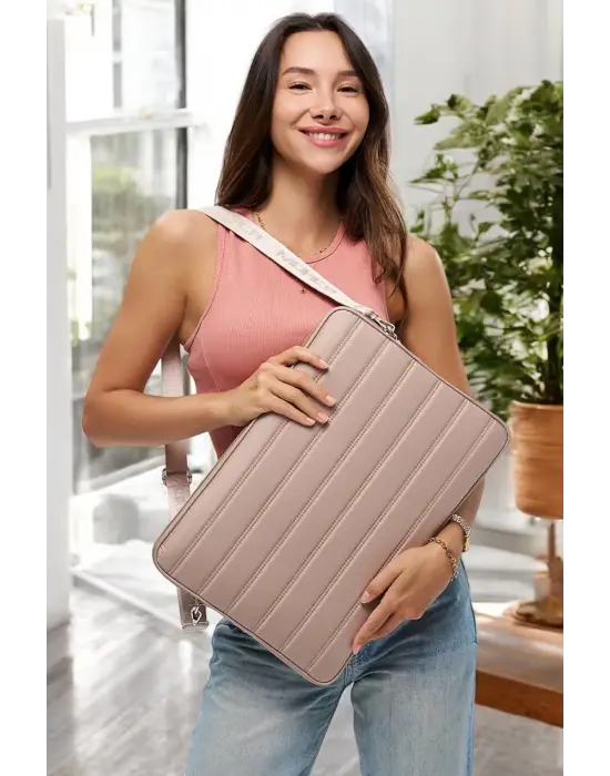 Çizgili Su Geçirmez Macbook Air Pro 15.6 & 16 İnç Vizon Laptop Tablet Kılıfı