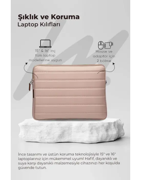 Çizgili Su Geçirmez Macbook Air Pro 15.6 & 16 İnç Vizon Laptop Tablet Kılıfı