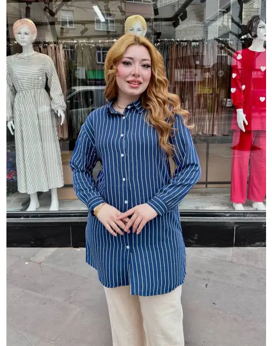 Çizgili Tunik Gömlek