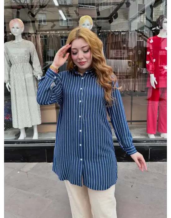 Çizgili Tunik Gömlek