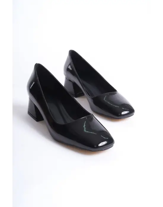 Clay Kadın Siyah Rugan Topuklu Ayakkabı