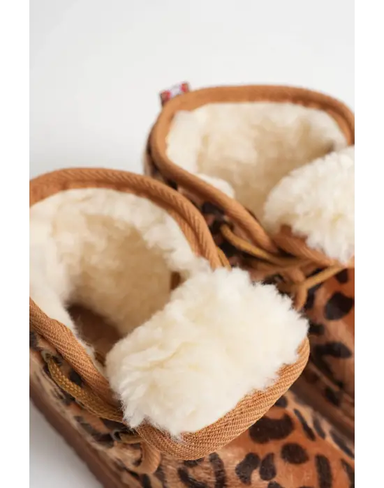 Daria Kadın Kışlık Leopar Desen İçi Kürklü Bot