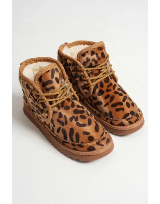 Daria Kadın Kışlık Leopar Desen İçi Kürklü Bot