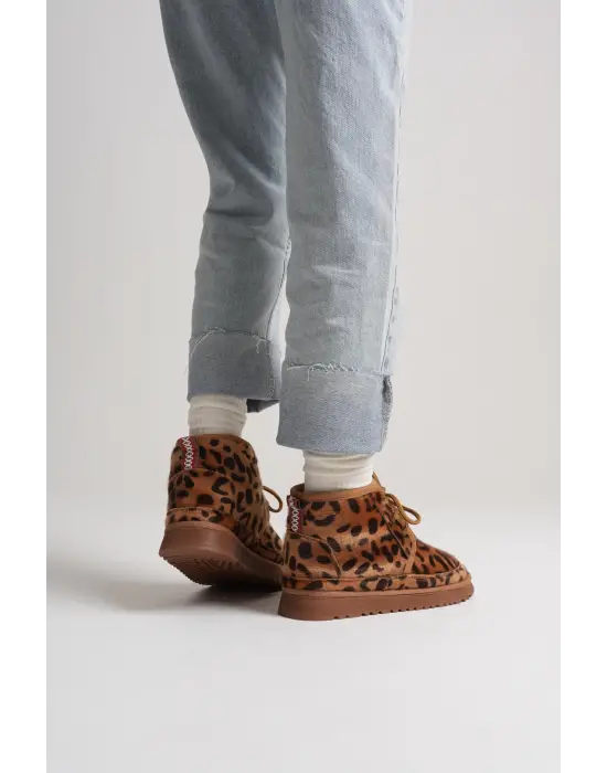 Daria Kadın Kışlık Leopar Desen İçi Kürklü Bot