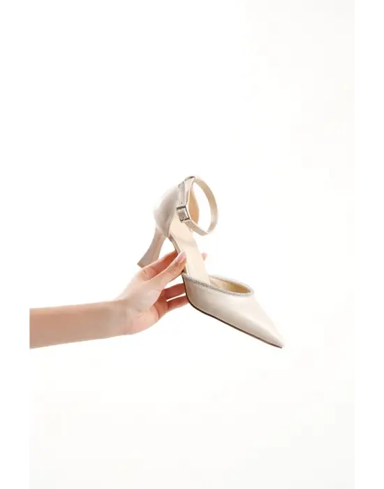 Darla Taşlı Kadın Bej Topuklu Ayakkabı