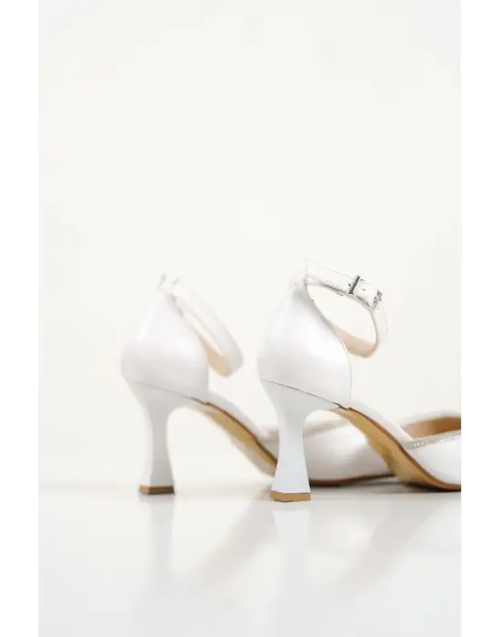 Darla Taşlı Kadın Beyaz Topuklu Ayakkabı