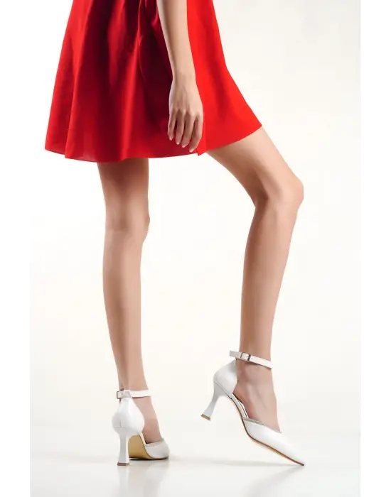 Darla Taşlı Kadın Beyaz Topuklu Ayakkabı