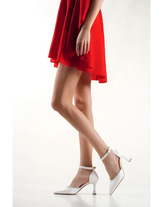 Darla Taşlı Kadın Beyaz Topuklu Ayakkabı