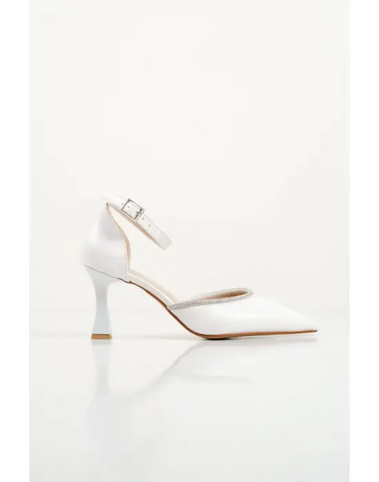 Darla Taşlı Kadın Beyaz Topuklu Ayakkabı