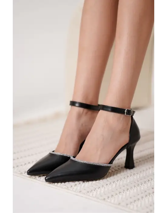 Darla Taşlı Kadın Siyah Topuklu Ayakkabı