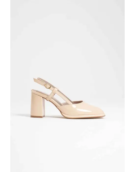 Denma Açık Sarı Rugan Kadın Topuklu Ayakkabı