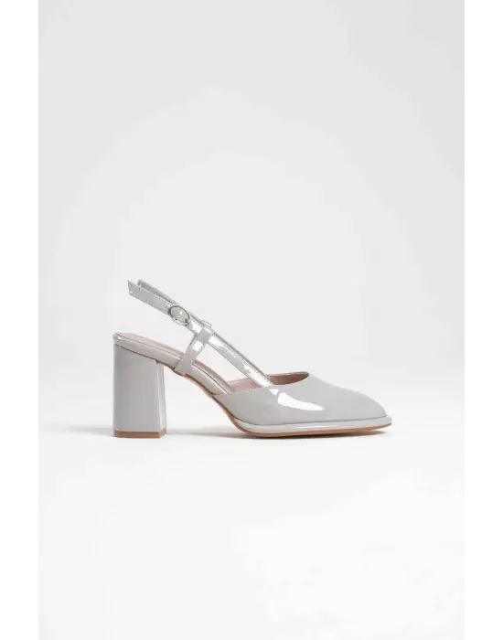 Denma Gri Rugan Kadın Topuklu Ayakkabı