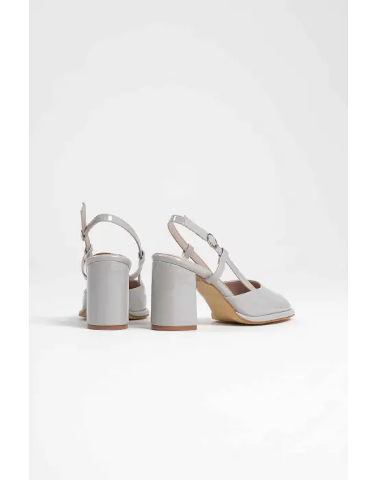 Denma Gri Rugan Kadın Topuklu Ayakkabı