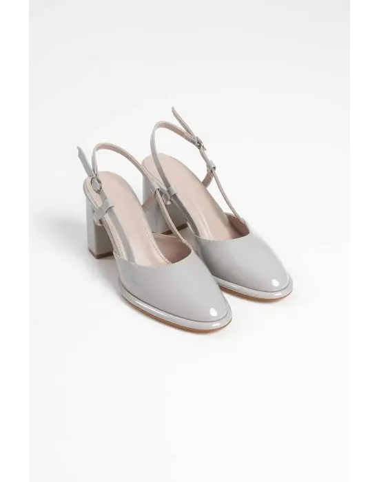 Denma Gri Rugan Kadın Topuklu Ayakkabı