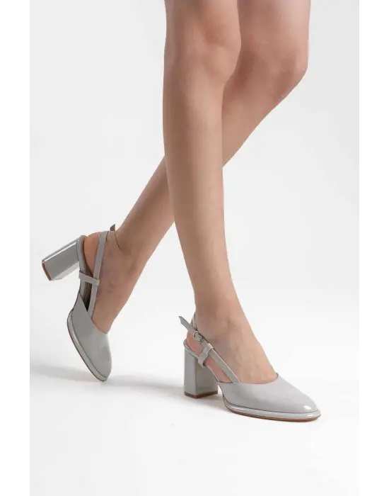 Denma Gri Rugan Kadın Topuklu Ayakkabı